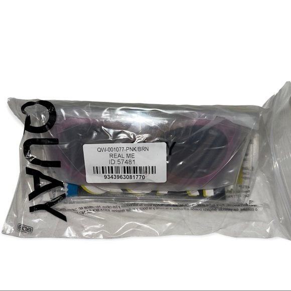 QUAY Real Me Sunglasses Pink Ombre Frame Brown Lenses Geometric Shape #160 NWT - Picture 6 of 11